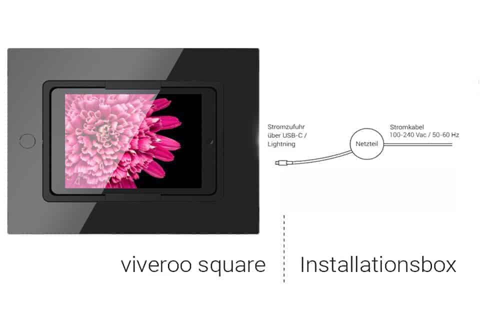 viveroo square iPad Wandhalterung mit Ladefunktion